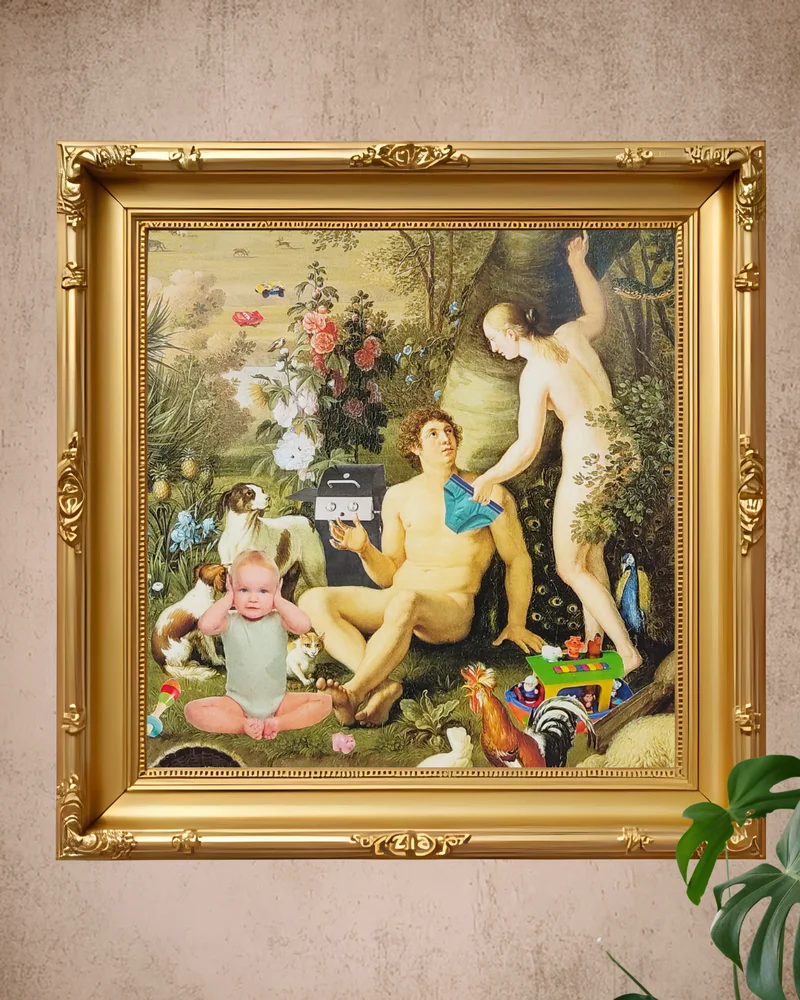 Cuadro enmarcado con reproducción de obra de Fenik Collage